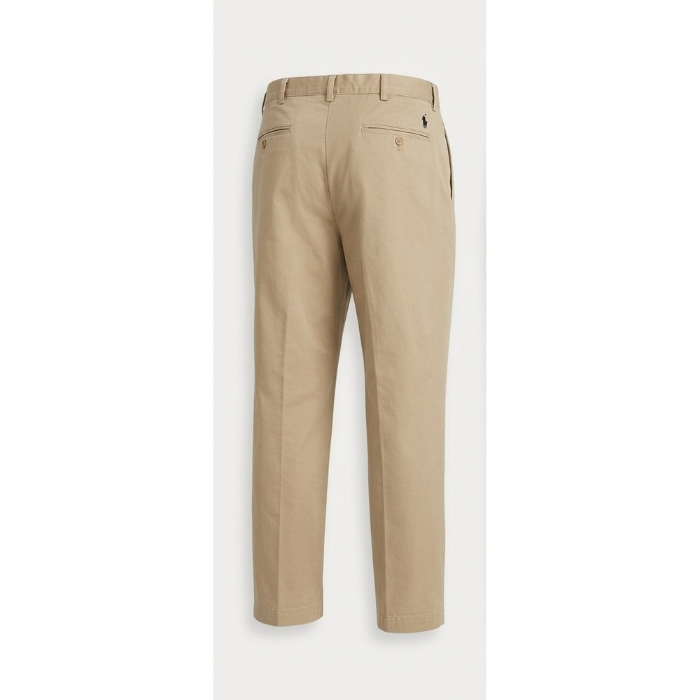 Polo Ralph Lauren Mens Pleated Chino Pants Khaki Tan Cotton Trousers 36x29